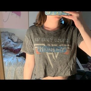 gray van halen cut crop top